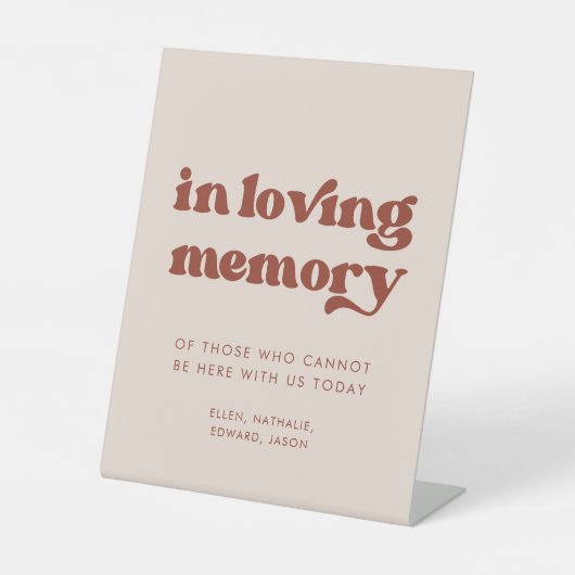 Stijlvolle retro perzik roze bruiloft in liefdevol reclamebord met voetstuk (Voorkant)