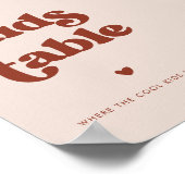 Stijlvolle retro perzik roze bruiloft Kinder tafel Poster (Hoek)