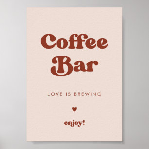 Stijlvolle retro perzik roze bruiloft koffie bar t poster