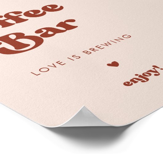 Stijlvolle retro perzik roze bruiloft koffie bar t poster (Hoek)