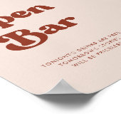 Stijlvolle retro perzik roze bruiloft open bar tek poster (Hoek)