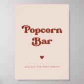 Stijlvolle retro perzik roze bruiloft popcorn bar  poster (Voorkant)