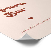 Stijlvolle retro perzik roze bruiloft popcorn bar  poster (Hoek)