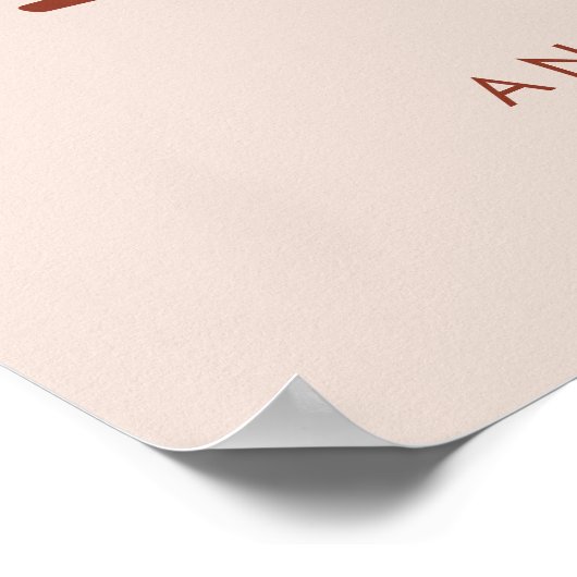 Stijlvolle retro perzik roze bruiloft richting poster (Hoek)