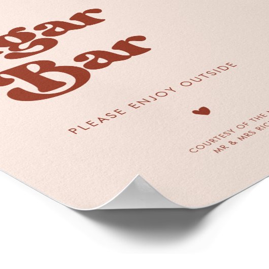 Stijlvolle retro perzik roze bruiloft sigaar bar t poster (Hoek)