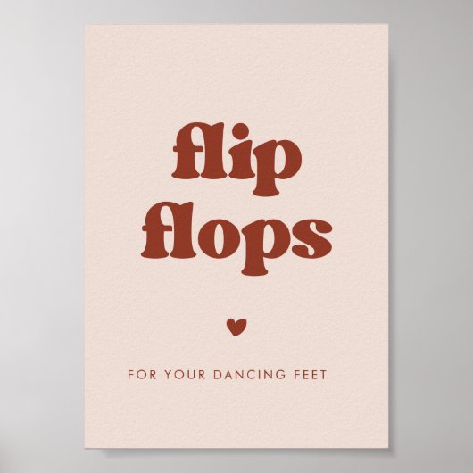 Stijlvolle retro Perzik Roze Bruiloft Teenslippers Poster (Voorkant)