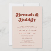 Stijlvolle Retro Perzik Roze Brunch en Bubbly Kaart (Voorkant)