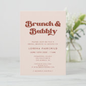 Stijlvolle Retro Perzik Roze Brunch en Bubbly Kaart (Staand voorkant)
