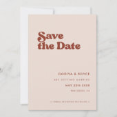 Stijlvolle retro perzik roze foto save the date (Voorkant)