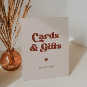 Stijlvolle retro Perzik Roze Kaarten & Geschenken  Reclamebord Met Voetstuk