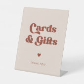 Stijlvolle retro Perzik Roze Kaarten & Geschenken  Reclamebord Met Voetstuk (Voorkant)