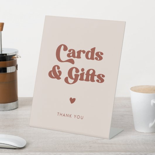 Stijlvolle retro Perzik Roze Kaarten & Geschenken  Reclamebord Met Voetstuk (Insitu)