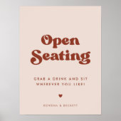 Stijlvolle retro perzik roze open zitting bruiloft poster (Voorkant)