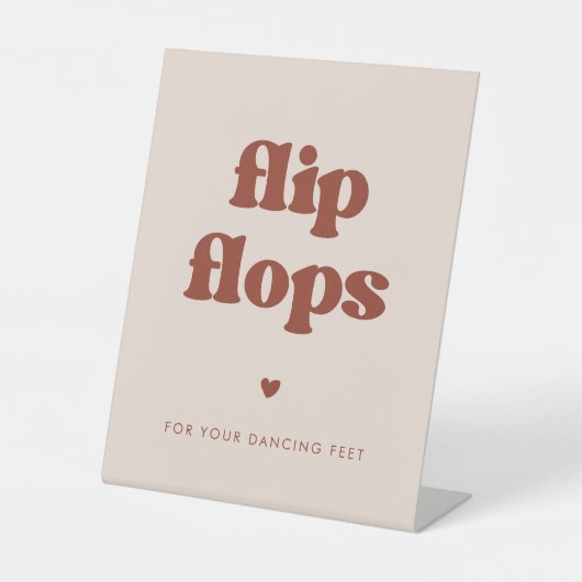 Stijlvolle retro Perzik Roze Teenslippers bruiloft Reclamebord Met Voetstuk (Voorkant)