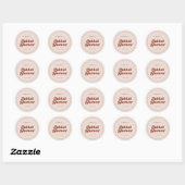 Stijlvolle retro perzikroze bruidsdouche ronde sticker (Vel)