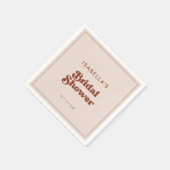 Stijlvolle retro perzikroze bruidsdouche servet (Hoek)