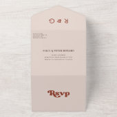 Stijlvolle retro pink bruiloft all in one uitnodiging (Buitenkant)