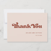 Stijlvolle retro pink bruiloft bedankkaart (Voorkant)