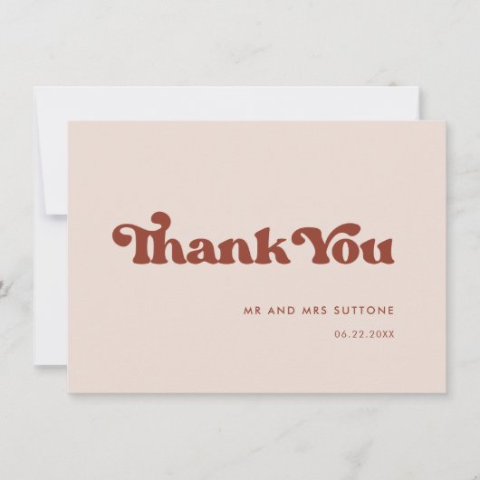 Stijlvolle retro pink bruiloft bedankkaart (Voorkant)