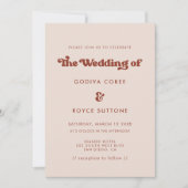 Stijlvolle retro pink bruiloft kaart (Voorkant)