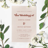 Stijlvolle retro pink bruiloft kaart