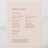 Stijlvolle retro pink bruiloft programmakaart (Achterkant)