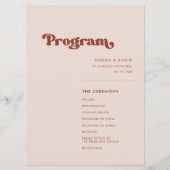 Stijlvolle retro pink bruiloft programmakaart (Voorkant)