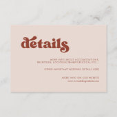 Stijlvolle retro pink trouwkaart informatiekaartje (Voorkant)