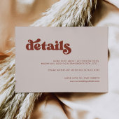 Stijlvolle retro pink trouwkaart informatiekaartje