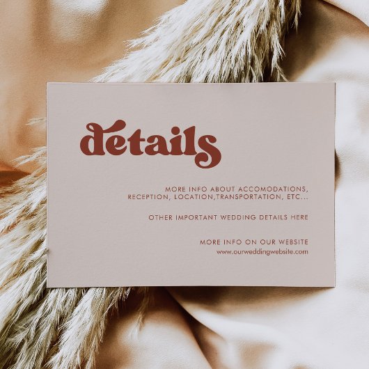 Stijlvolle retro pink trouwkaart informatiekaartje