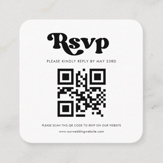 Stijlvolle retro QR code RSVP respons Informatiekaartje (Voorkant)