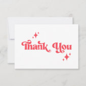 Stijlvolle Retro Rood & Wit Groovy Script Wedding Bedankkaart (Voorkant)