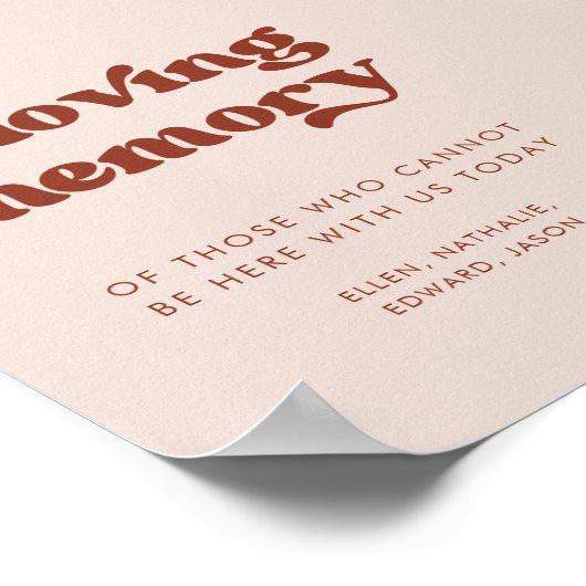 Stijlvolle retro roze In liefdevolle herinnering b Poster (Hoek)