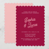 Stijlvolle Retro Roze Magenta Engagement Party Kaart (Voorkant / Achterkant)