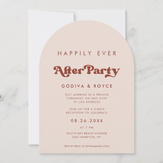 Stijlvolle retro roze nog lang en gelukkig na Part Kaart (Voorkant)