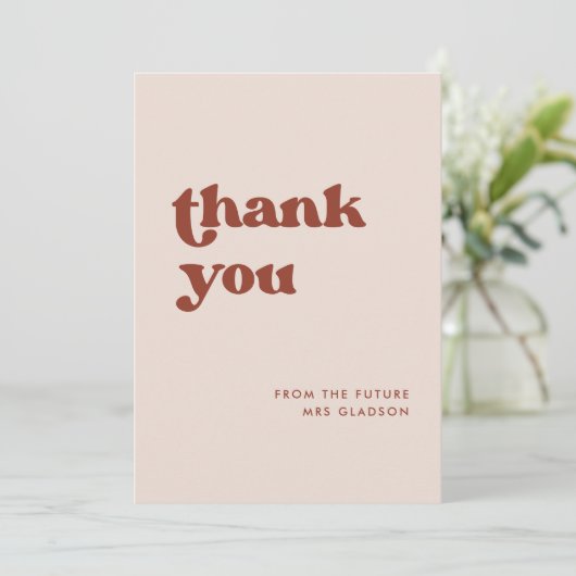 Stijlvolle retro Roze Vrijgezellenfeest Dank u kaa Kaart (Staand voorkant)