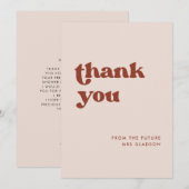 Stijlvolle retro Roze Vrijgezellenfeest Dank u kaa Kaart (Voorkant / Achterkant)