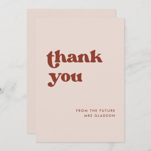 Stijlvolle retro Roze Vrijgezellenfeest Dank u kaa Kaart (Voorkant / Achterkant)