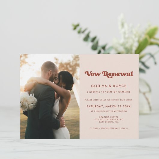 Stijlvolle retro roze We doen nog steeds Vow verni Kaart (Staand voorkant)