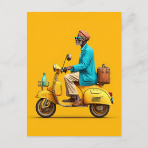 Stijlvolle Retro scooter rijden Briefkaart