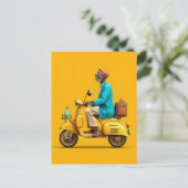 Stijlvolle Retro scooter rijden Briefkaart (Staand voorkant)