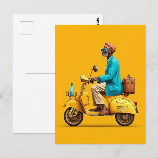 Stijlvolle Retro scooter rijden Briefkaart (Voorkant / Achterkant)