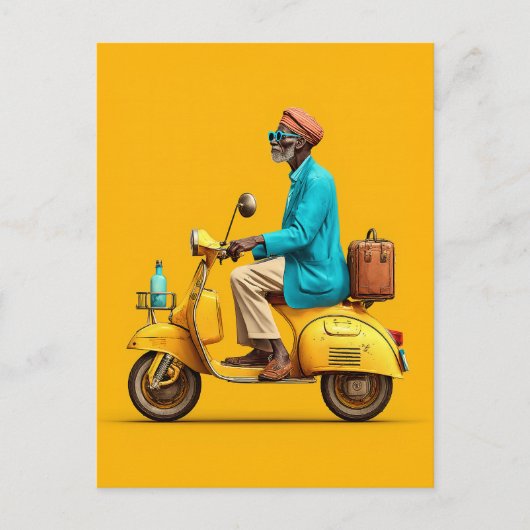 Stijlvolle Retro scooter rijden Briefkaart (Voorkant)