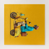 Stijlvolle Retro scooter rijden Legpuzzel (Horizontaal)