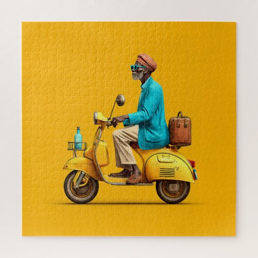 Stijlvolle Retro scooter rijden Legpuzzel (Verticaal)