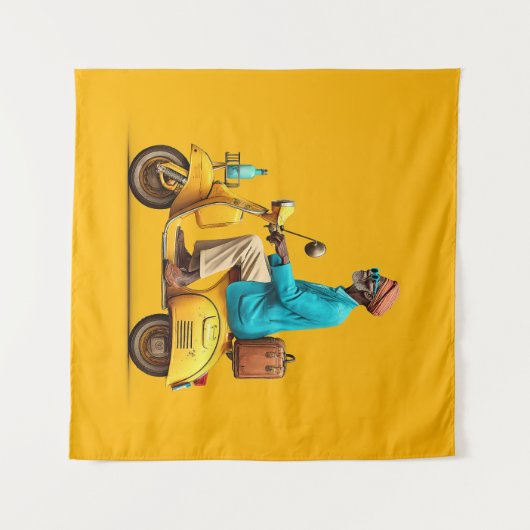 Stijlvolle Retro scooter rijden Wandkleed (Voorkant (horizontaal))