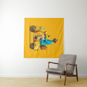 Stijlvolle Retro scooter rijden Wandkleed (In Situ (horizontaal))