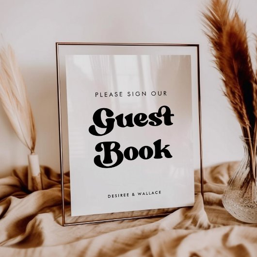 Stijlvolle retro Teken ons gastenboek trouwteken Poster