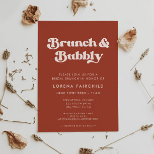 Stijlvolle Retro Terracotta Brunch en Bubbly Kaart