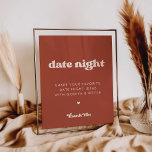 Stijlvolle retro Terracotta Datum nacht ideeën tek Poster<br><div class="desc">Datumnacht ideeën voor de pasgetrouwden teken. Een retro chic thema: adopteer dit  en stijlvolle typografische ontwerp voor uw bruiloft briefpapier,  met een terracotta kleur thema. Gemakkelijk te mengen en te matchen met onze soortgelijke briefpapier beschikbaar in perzik roze,  roest sinaasappel & bruine suiker. Volledig aanpasbare tekstkleuren en achtergronden.</div>